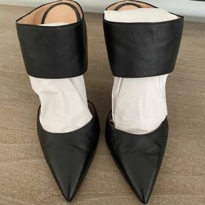 Gianvito Rossi Black Leather High-Heel Point-Toe Slide